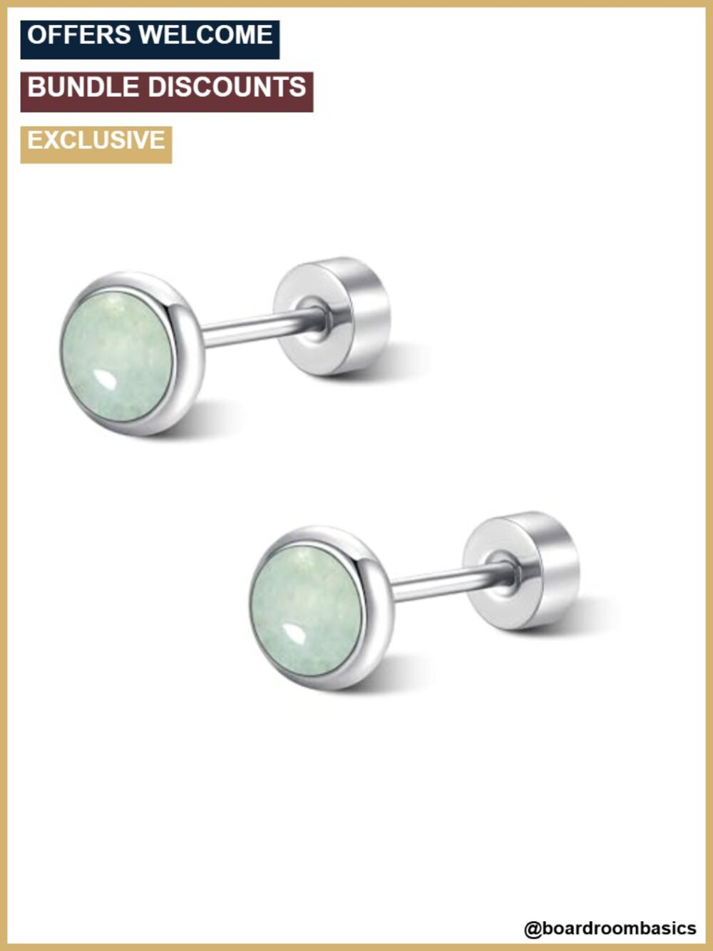 G23 Titanium Flat Back Stud Earrings Hypoallergenic Aventurine
